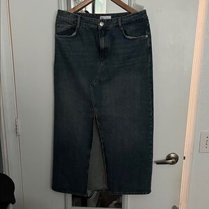 Zara Women's Dark Blue Straight Skirt with Front Slit